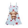 thumbnail image 4 of Uourmeti Cartoon Shark Print Little Girl Dresses Summer Spaghetti Strap Swing Dresses Kids Toddler Cute Cami Sundress A Line Tiered Midi Dress,5-6Y, 4 of 6