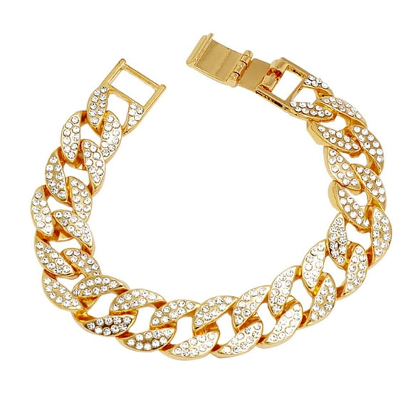 1pc Gold Alloy Link Chain Necklace for Men and Women, Hip Hop Style Bracelets, Fashion Costume Jewelry Chains