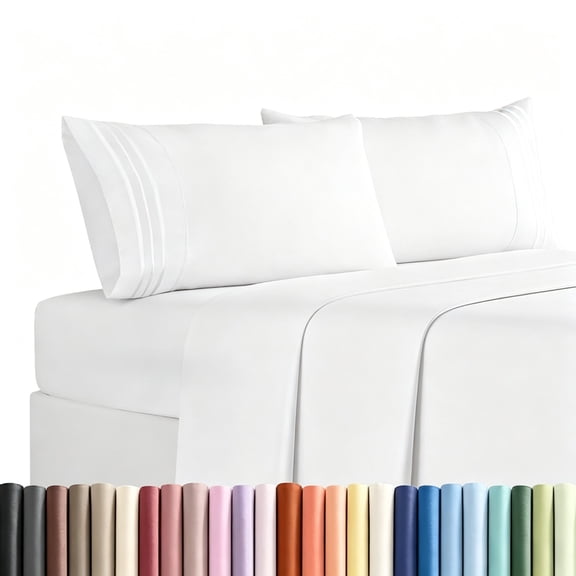 Queen Size 4 Piece Sheet Set - Comfy Breathable & Cooling Sheets - White | Hotel Luxury Bed Sheets for Women & Men, Deep Pockets, Easy-Fit, Extra Soft and Wrinkle Free Sheets, Oeko-Tex Bed Sheet Set