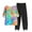 Black, variant on 2 Piece Sets for Women Fall Plus Size Linen Pants Set for Women Pink Women's Casual Round Neck 5/4 Sleeve Top And Pants Digital Printing Two-piece Set