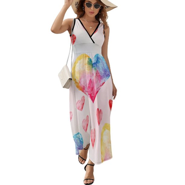Colorful Heart Vestido Sin Mangas Para Mujer, Traje De, Ropa De Cumpleaños, Verano