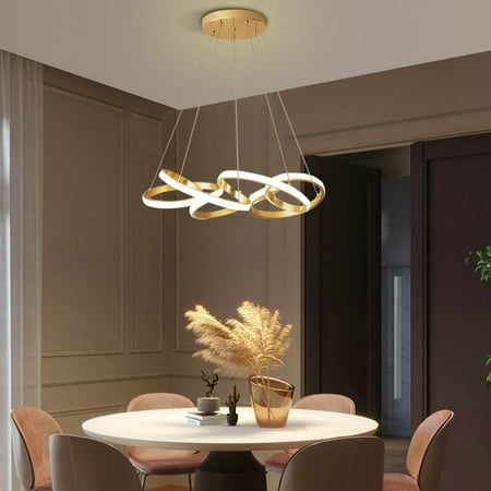 

Loyalheartdy 25.6 Dimmable LED Chandelier 78W Gold Circle Hanging Lamp Pendant Light Fixture for Dinning Room