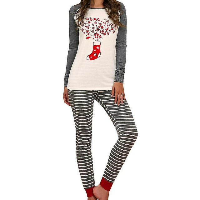 Ensemble de Pyjamas de Noël pour Femmes Pjs Vêtements de Nuit Pyjamas à Imprimé de Noël Vêtements de Détente