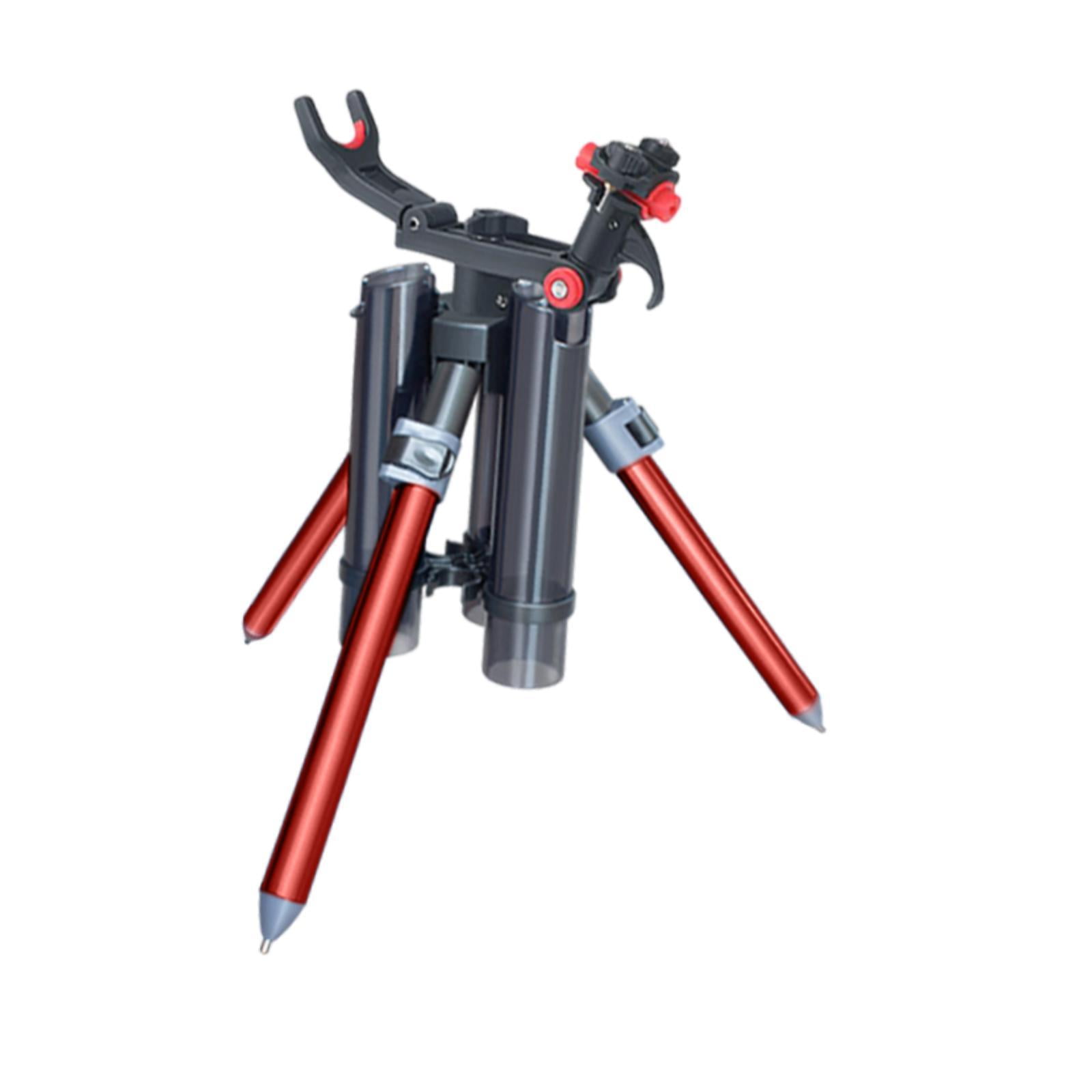 QccHieUs Fishing Rod Storage Tripod Support Pole Rack Organizer Adjustable Angle Fishing short red