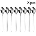thumbnail image 2 of 8 Pcs Cuillères en Acier Inoxydable Manche Long Cuillères à Dîner Mode Simple Cuillères à Riz, 2 of 9
