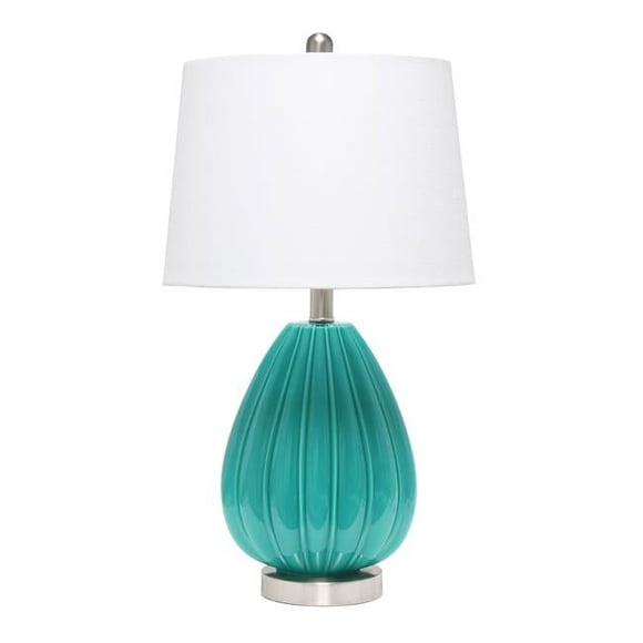 Elegant Designs Teal Creased Table Lamp with Fabric Shade