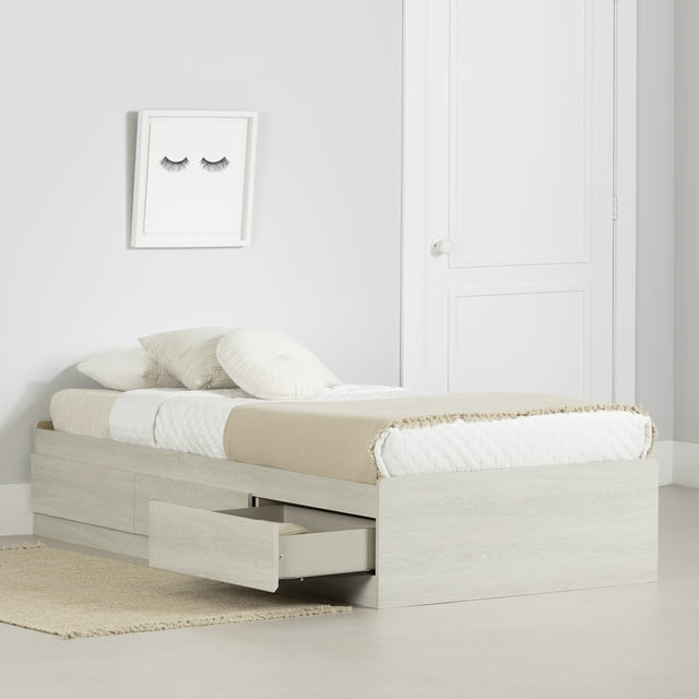 South Shore Londen Twin Mates Bed with 3 Drawers, in Winter Oak
