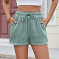 thumbnail image 4 of yunLCZ Pants for Women High Waisted Women's 2025 Spring And Summer New Women's Solid Color Drawstring Pocket Fashion Casual Shorts Ready Made Shorts, 4 of 4