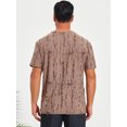 thumbnail image 3 of DARING DIVA Men's Ripped Henley Retro Short Sleeve Button Down T-Shirt L Brown, 3 of 7