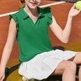 thumbnail image 4 of Abcomgle Girls Golf Shirts with Collar V-Neck Ruffle Short Sleeve Girls Golf Outfit Quick Dry Athletic Sports Polo for Girls, 4 of 6