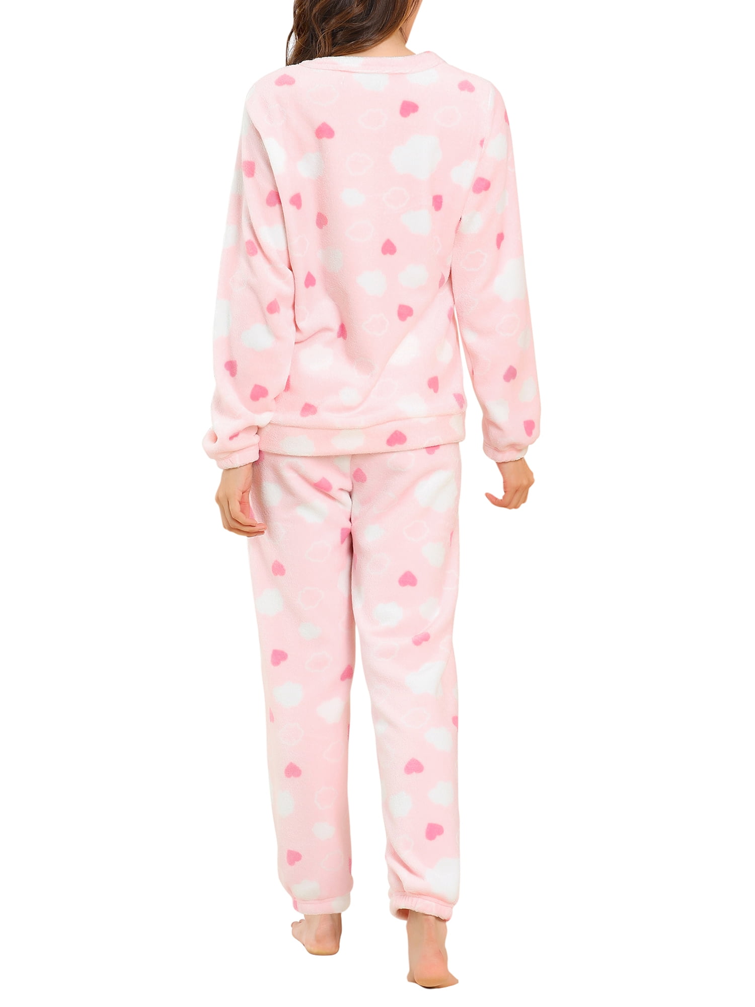Unique Bargains Women's Winter Loungewear Sleepwear Flannel Pajama Set