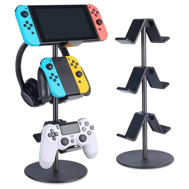 Game Controller Stand 3 Tier,Headphone Holder, Adjustable Gamepad Headset Hanger for All Universal Gaming PC Accessories, for Xbox PS4 PS5 Switch