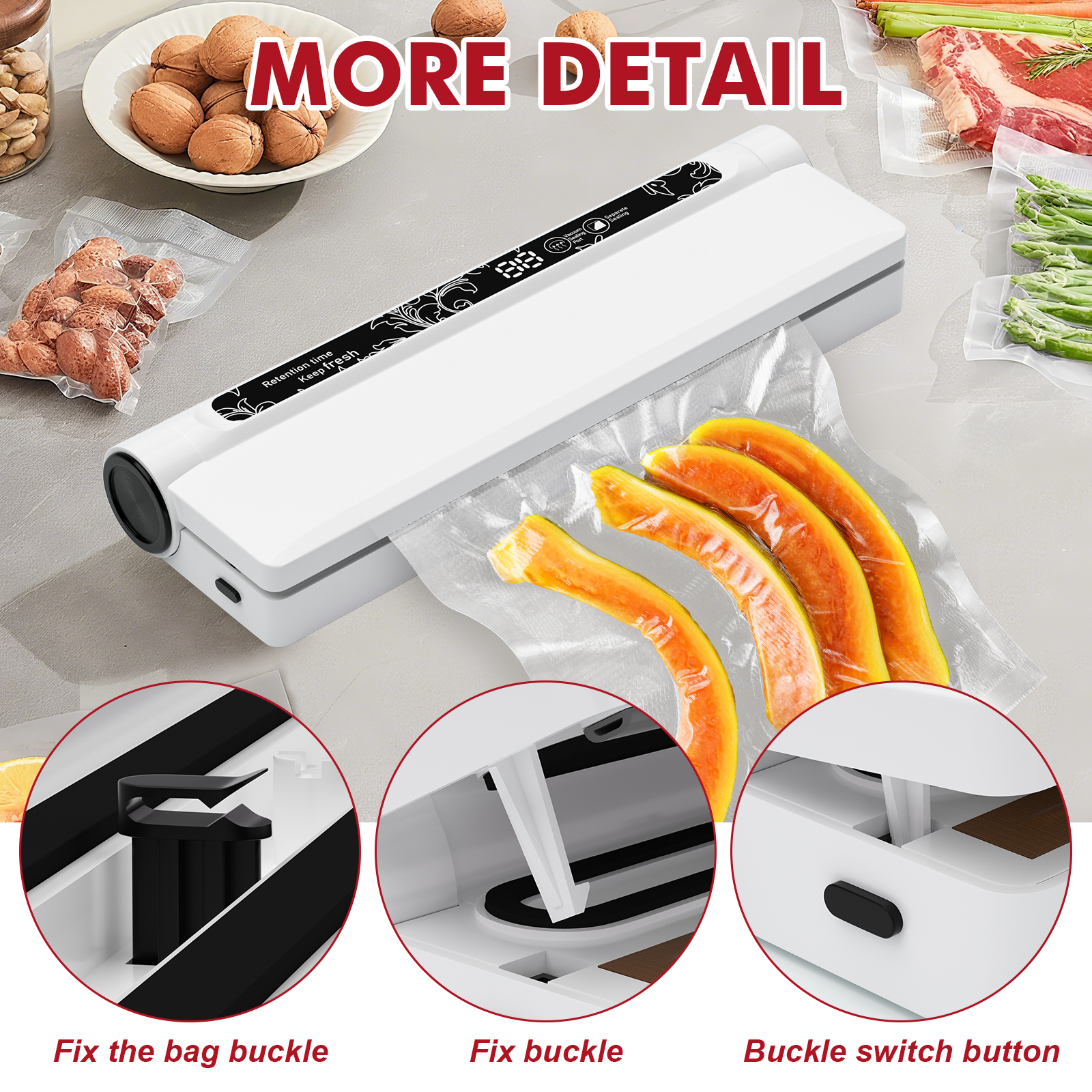 Vacuum Sealer,Equipped With 20 Vacuum Sealed Bags,Fully Automatic Dry and Wet Dual use Food Vacuum Sealer Machine