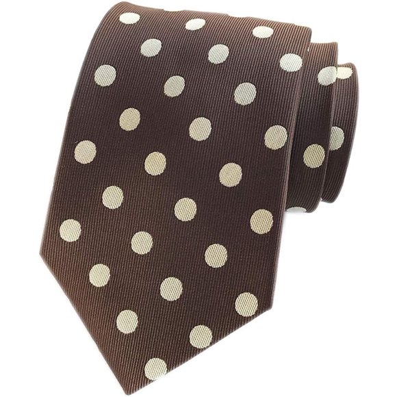 Exceptional Mens Classic Polka Dot Ties Jacquard Woven for Business Wedding Party Brown White Wot One Size for ultimate comfort