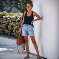 thumbnail image 6 of Women'S Casual Ripped Denim Shorts High Rise Distressed Rolled Hem Jeans Shorts Light Blue S, 6 of 8