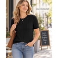 thumbnail image 5 of QUALFORT Women’s Short Sleeve Cable Knit Sweater, Crew Neck Lightweight Pullover, Black, Size L, 5 of 7