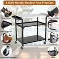 thumbnail image 5 of Three-Shelf Movable Outdoor Dining Cart Table,Outdoor Grill Table Cart with 4 Wheels,Stainless Steel Pizza Oven Tables for Outside,Movable Prep Table Cooking Station,Multifunctional Grill Cart, 5 of 7