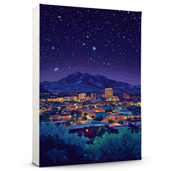 Tucson Travel Canvas Art Print, Arizona Wall Canvas Starry Night, Tucson Canvas Painting decorArizona Travel Picture -97AZ1384