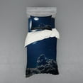 thumbnail image 2 of Ambesonne Galaxy Bedding Set 4 Pcs, Moon and Stars, Queen, Grey Dark Blue, 2 of 3