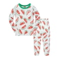 thumbnail image 2 of Baby Boy Outfits 2 Piece Long Sleeve Crew Neck Cartoon Print Breathable T Shirt And Shorts for Everyday Baby Boys' Clothing Sets Watermelon Red 18 Months-24 Months, 2 of 8