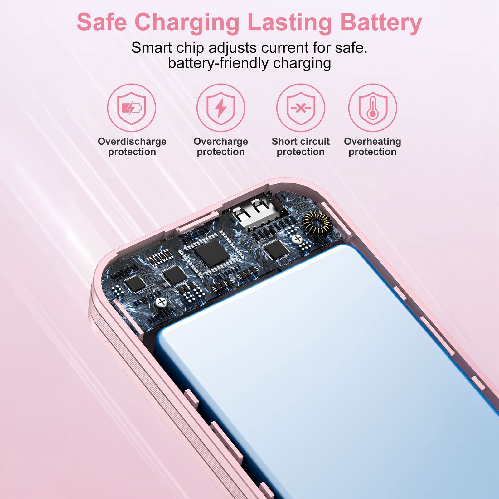 12000mAh Portable Charger, USB C Input Fast Charging Power Bank with LED Display, External Battery Pack Compatible with iPhone