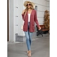 thumbnail image 4 of Chiclily Women's Lightweight Cardigan Sweaters Open Front Long Sleeve Casual Brushed Knit Long Cardigans with Pockets, Red Size L, 4 of 8