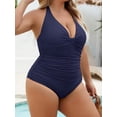 thumbnail image 6 of Minjewel Women's High Waist Swimwear: Tummy Control One Piece Bathing Suit for Beachwear and Summer Casual Fashion,Navy,4XL, 6 of 8