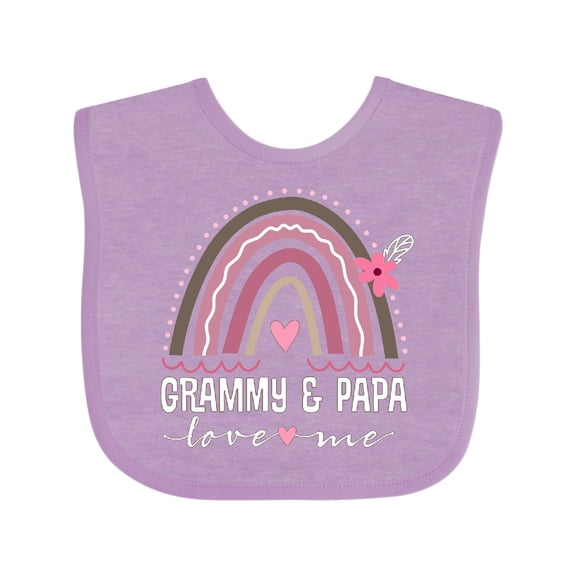 Inktastic Grammy and Papa Love Me Rainbow Girls Baby Bib