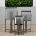 thumbnail image 4 of Alden Metal Square Planter Set with Wooden Stands (Set of 3), 4 of 6