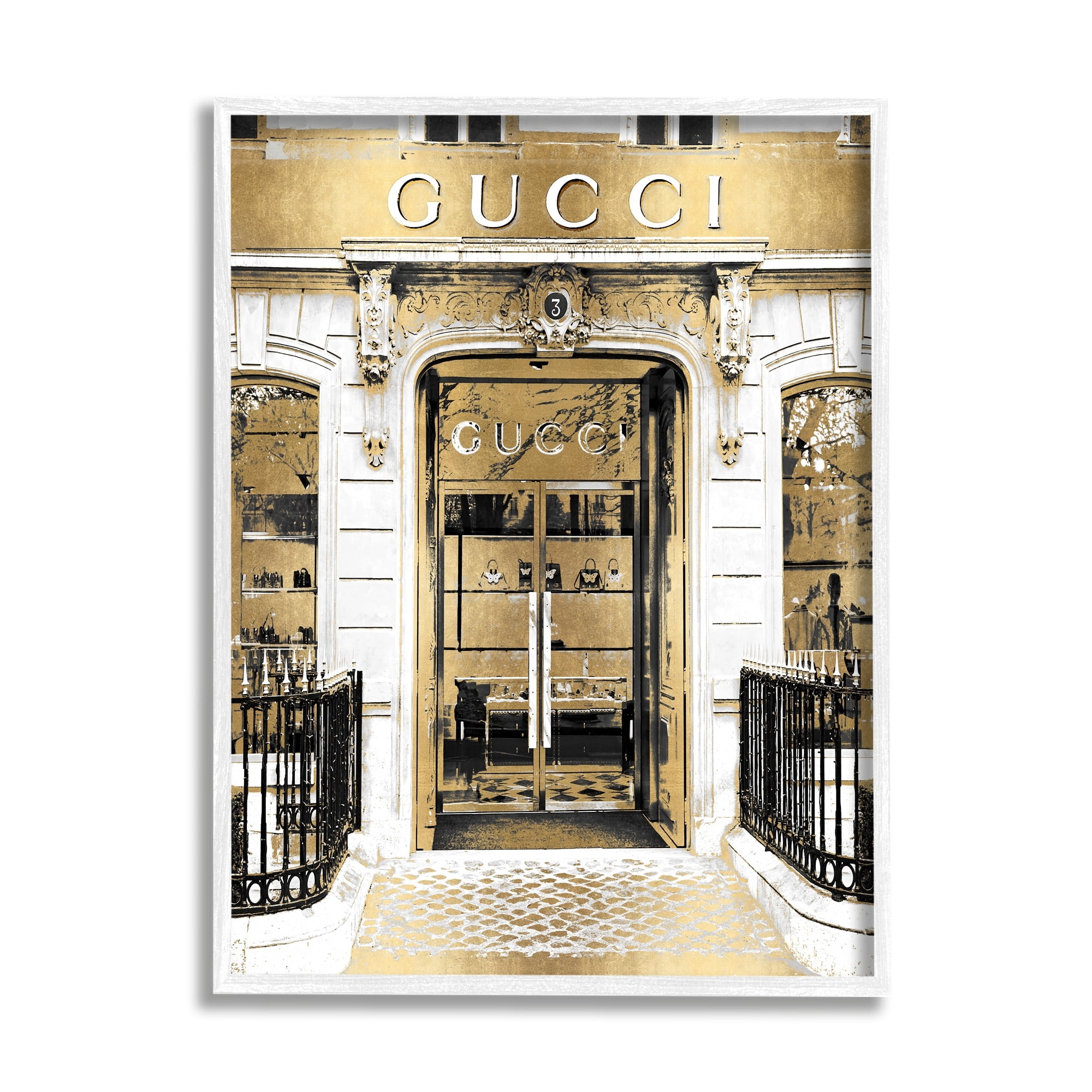 Stupell Industries Downtown Glam Designer Fashion Accessories Shop Architecture Framed Wall Art, 11 x 14, Design by Madeline Blake
