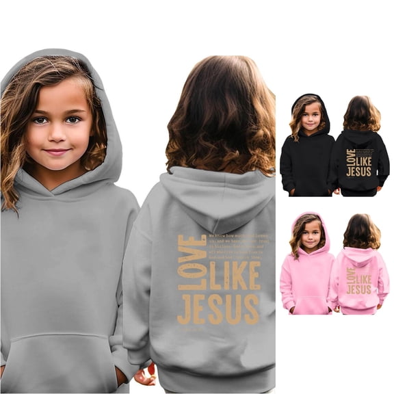 RMGVDSD Girls Long Sleeve Hoodies Casual Letter Print Pullover Hooded Sweatshirt with Pocket Loose Fit Hoodie Tops Back To School Wear Kids Sweatshirt 8-9 Years