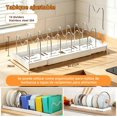 thumbnail image 2 of Organizador de Sartenes y Ollas, Organizador de Cocina Acero Inoxidable con 10 Compartimentos Ajustables, Estante Corredizo Expandible (32-57 cm), Base ABS Protectora (Blanco), 2 of 4