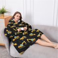 thumbnail image 5 of Oversized Wearable Blanket Hoodie,Cartoon Construction Vehicles Trucks Black Pattern Sherpa Blanket Hoodie with Super Pockets,Super Warm Fuzzy Pullover for Women & Men, 5 of 6