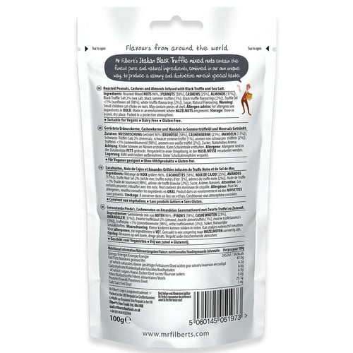 Mr Filbert's Italian Black Truffle & Sea Salt Mixed Nuts 100g, British Import (Pack of 3)