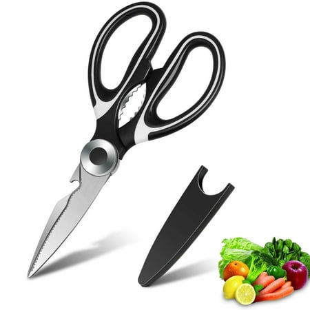 Heavy Duty Kitchen Shears - Ultra Sharp Scissors with Cover for Chicken, Poultry, Fish, Meat, Vegetables and