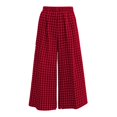 thumbnail image 5 of Women's Plaid Wide Leg Capri Pants High Waisted Elastic Waist Casual Cropped Pants with Pockets, 5 of 6