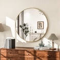 thumbnail image 3 of BEAUTYPEAK 24" Wall Mirror Bathroom Mirror Wall Mounted Round Mirror, Gold, 3 of 9