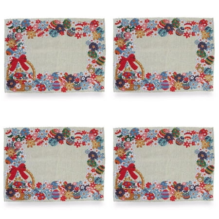 - Set of 4 Colorful Easter Eggs in Basket Placemats