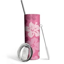 Flower Tumbler 20 Oz Travel Coffee Mug Floral Print Skinny Tumblers with Lid and Straw Stainless Steel Insulated Coffee Cups Gift for Flower Lover