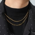 thumbnail image 2 of Stainless Steel Necklace Double Chain Combination Necklace Men's Jewelry Gift, 2 of 9
