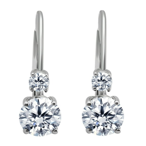 AoneJewelry White Diamond Leverback Earring for Women| 14K Rose,White & Yellow Gold 0.30 Carat 4 Stone Round Cut Prong Setting Lab Grown Diamond