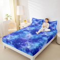 thumbnail image 3 of Manfei Blue Gradient Nebula Queen Sheets,Celestial Stars Design Queen Sheet Sets,4 Pieces,1 Flat Sheet,1 Fitted Sheet and 2 Pillowcases, 3 of 6