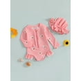 thumbnail image 5 of Elippeo Baby Girls Swimsuit, Long Sleeve Flower Print Zipped Bikini with Hat Newborn Swimwear for Summer Bathing 6 9 12 18 24 Months 3 Years, 5 of 9