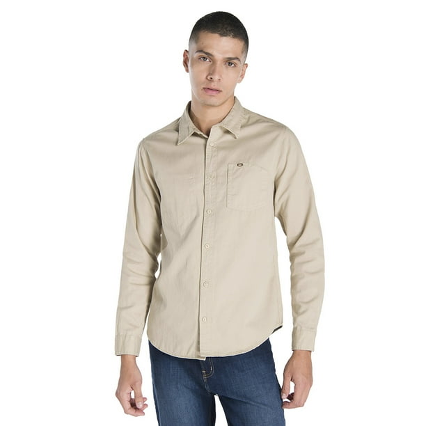 Camisa Oggi 2311320, Caballero, Corte Slim, Popelina, Color Beige. Oggi Jeans 2311320