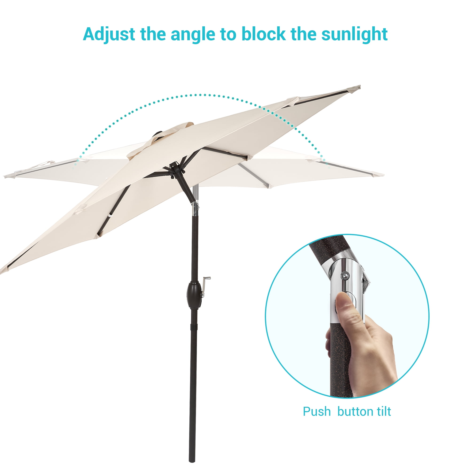 CHYVARY 7.5 FT Patio Outdoor Shade Table Market Umbrella with Tilt Button for Deck, Garden and Pool, Beige