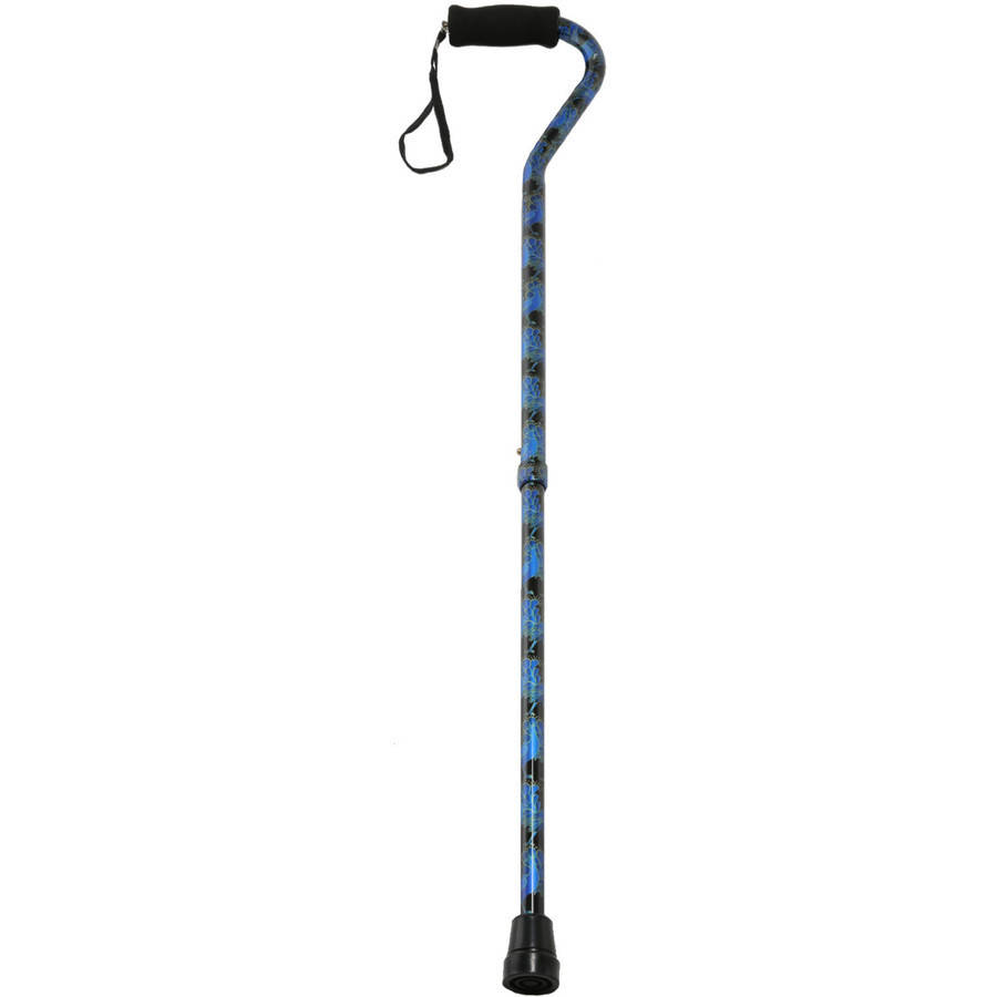 Adjustable Pattern Cane With Offset Handle With Wrist Strap