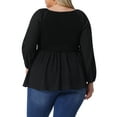 thumbnail image 4 of DARING DIVA Women's Plus Smocked Peplum Crew Neck Chiffon Top 4X Black, 4 of 6