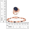 thumbnail image 2 of Gem Stone King 11.90 Ct Oval Blue Sapphire 18K Rose Gold Plated Silver Ring and Bracelet Jewelry Set (Size 5), 2 of 3