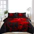 thumbnail image 4 of Red Comforter Set King Reversible Red Rose Pattern Printed Bedding Down Comforter with 2 Pillowcases for All Seasons, Soft Microfiber Lightweight Bedding Set, 4 of 7