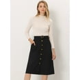 thumbnail image 2 of DARING DIVA Women's A-Line Button Front Belted Midi Skirts 2XL Black, 2 of 6